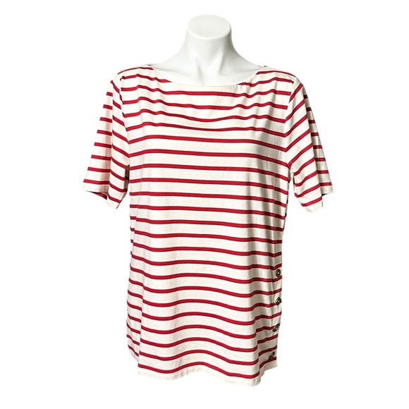 Lauren Ralph Lauren Tops - Lauren Ralph Lauren Striped Top Size X Large Red/Cream